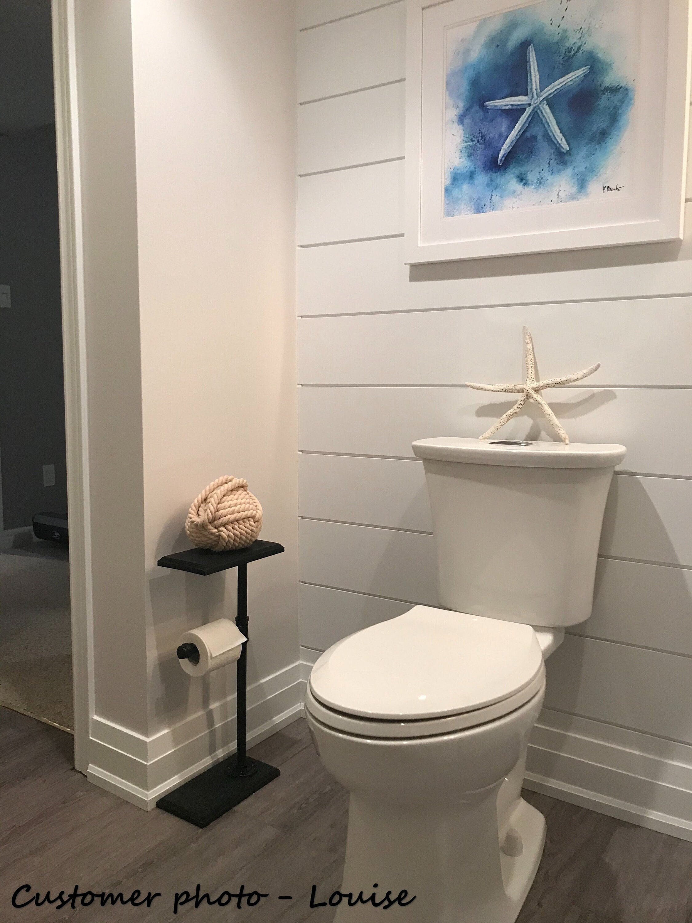 Flat base toilet paper stand with shelf , pipe toilet paper holder,rustic toilet paper stand - bathroom decor