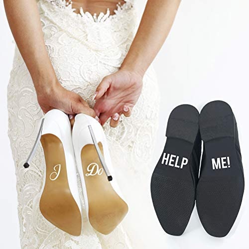 P018 schuhaufkleber hochzeit set schuhsticker aufschrift"i do" und"help me!" für braut und bräutigam, aufkleber, schuh sticker