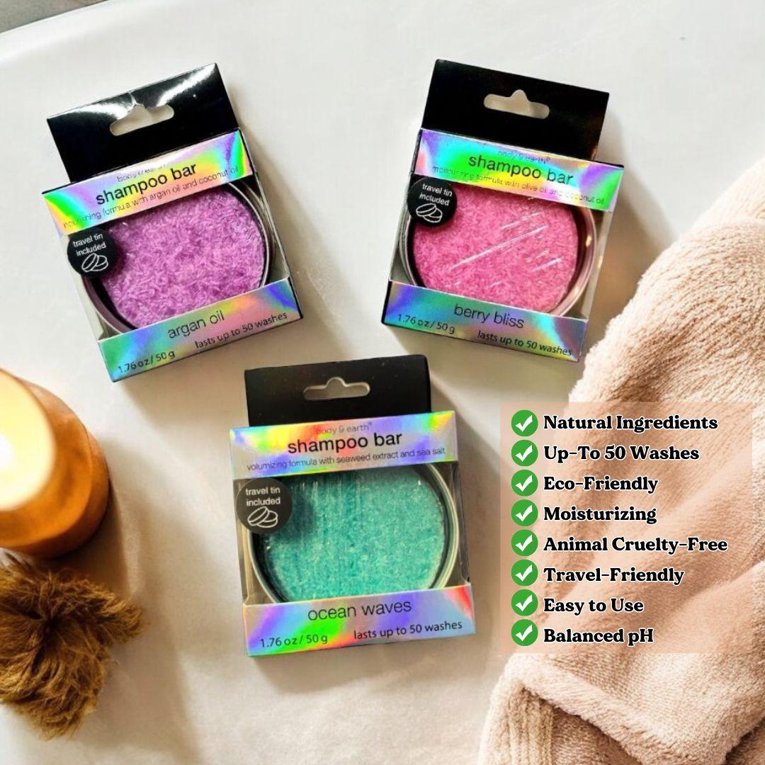 Body & earth shampoo bar nourishing hair care ~ long-lasting travel pack