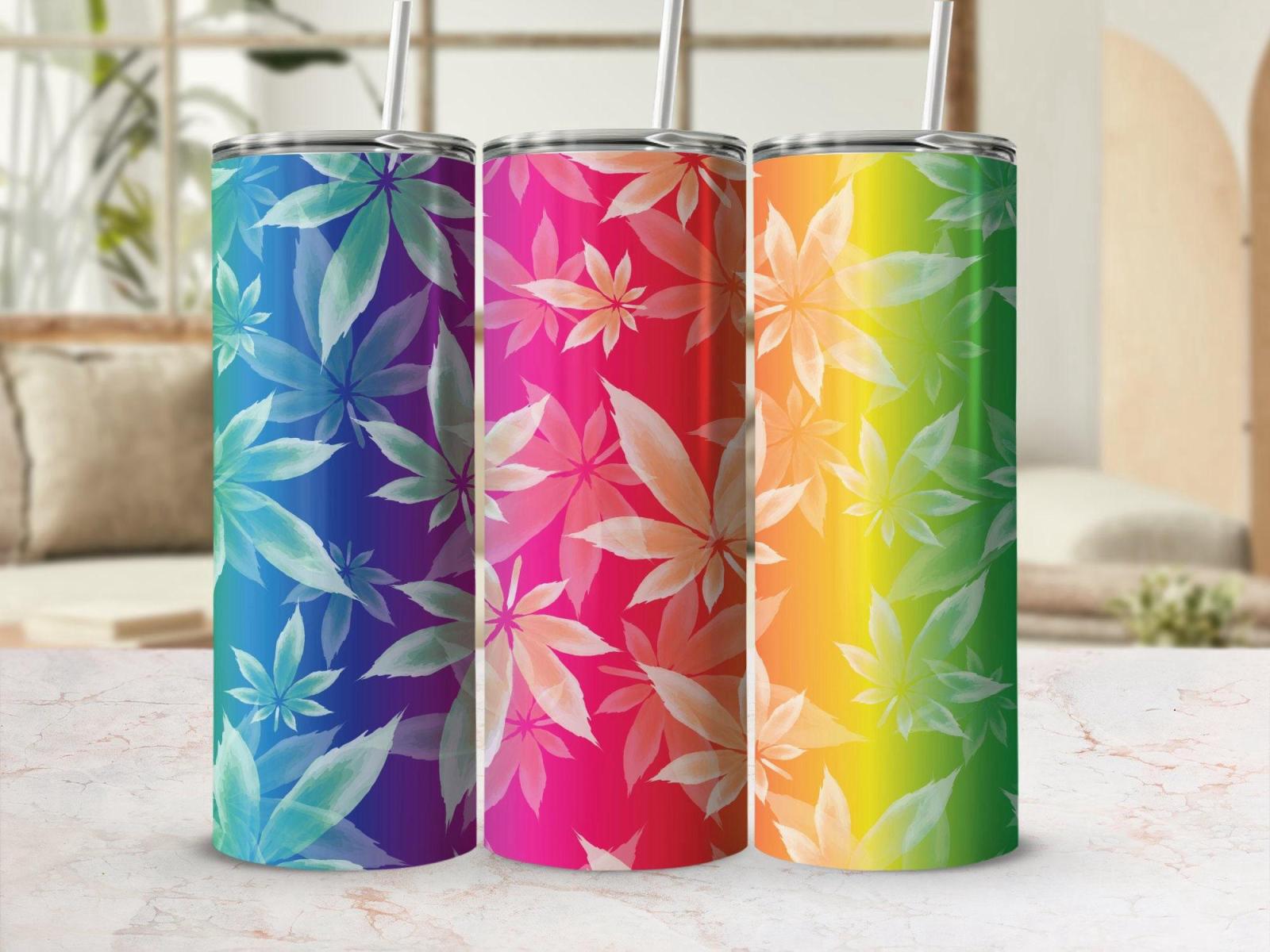 Rainbow smoke stoner gift leaf design stainless steel tumbler insulated coffee cup travel mug unique gift idea 420 gift toker life maryjane ujy