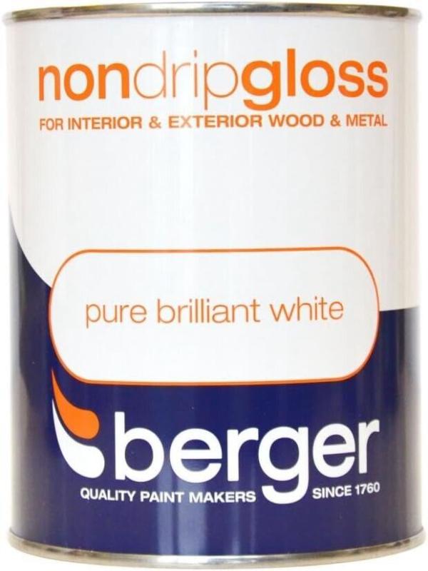 Berger Non Drip Gloss Pure Brilliant White Paint - 750ml