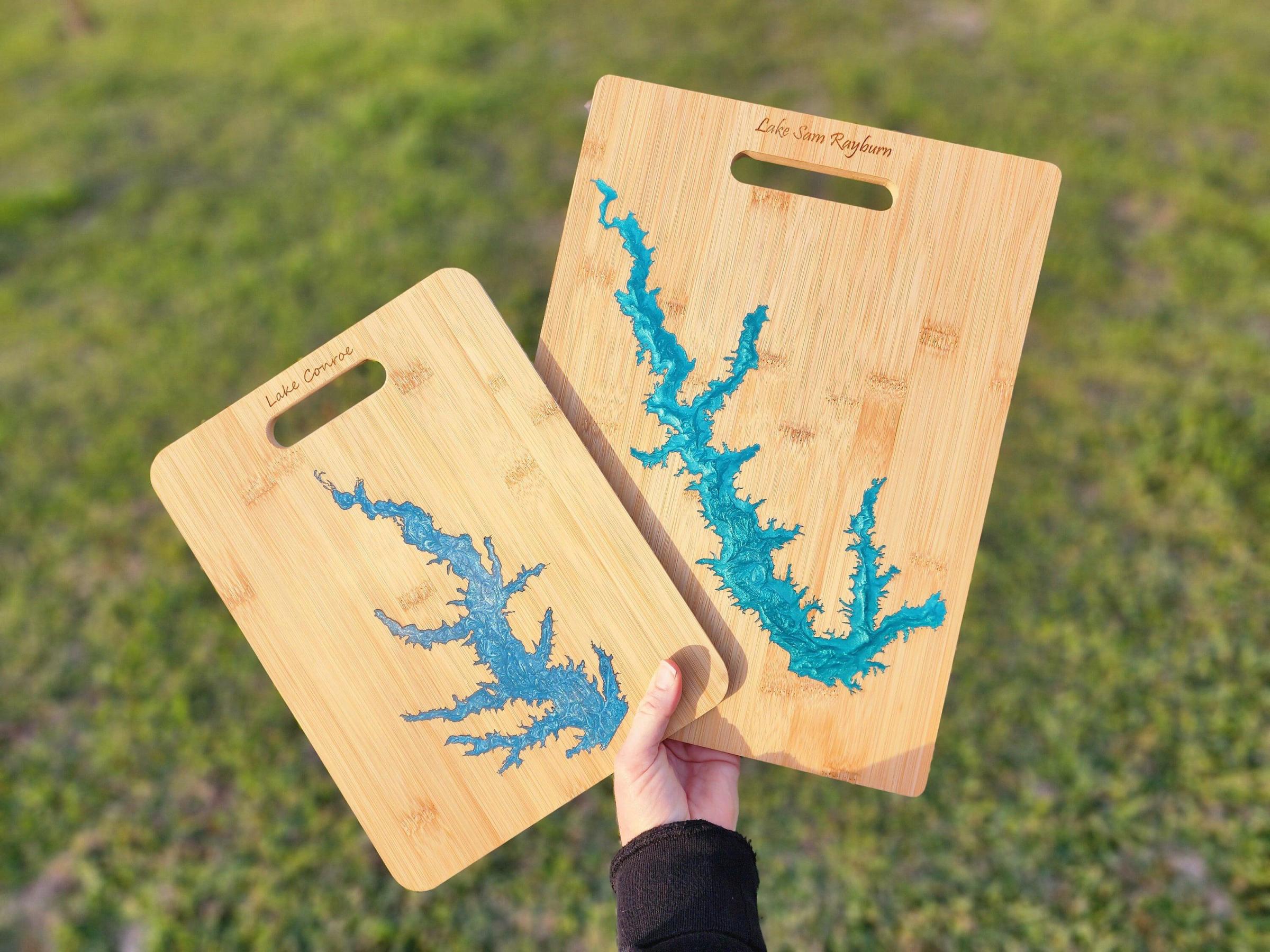 Resin Cutting Board - Epoxy Cutting Board - Custom Cutting Board - Charcuterie Board - Lake Cutting Board - Fishing Cutting Board